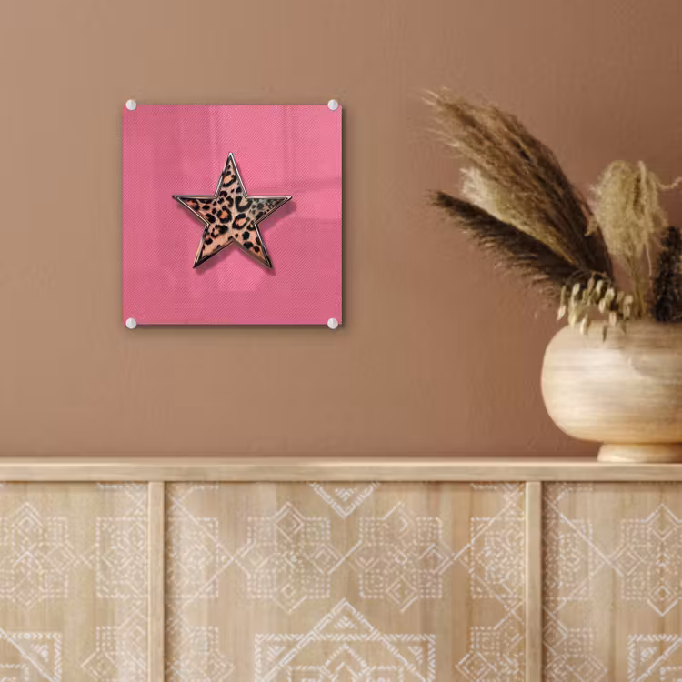 Ster - Luipaard - Print - Roze plexiglas 5mm klein -sfeer5