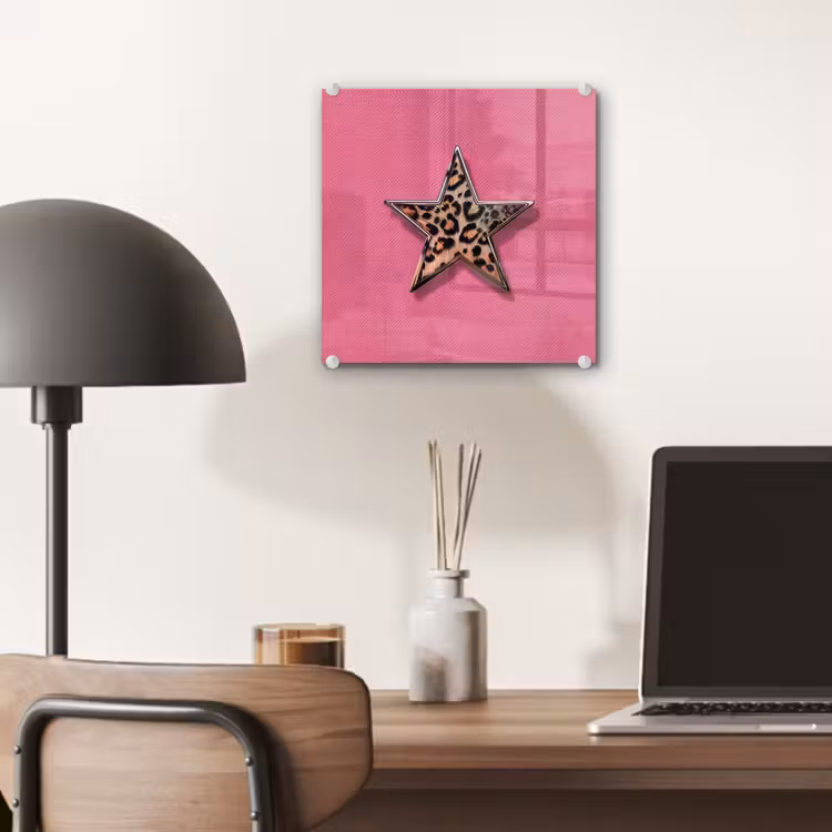 Ster - Luipaard - Print - Roze plexiglas 5mm klein -sfeer6