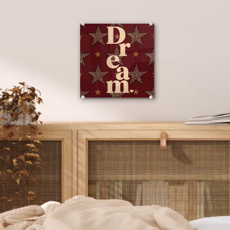 Sterren - Luipaardprint - Dream - Bordeaux plexiglas 5mm klein -sfeer4