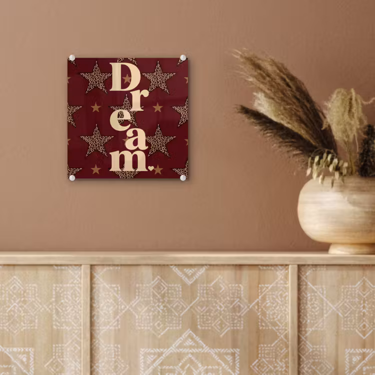 Sterren - Luipaardprint - Dream - Bordeaux plexiglas 5mm klein -sfeer5