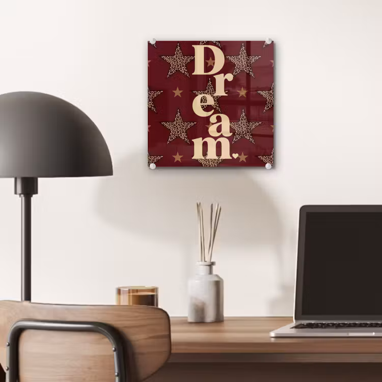 Sterren - Luipaardprint - Dream - Bordeaux plexiglas 5mm klein -sfeer6