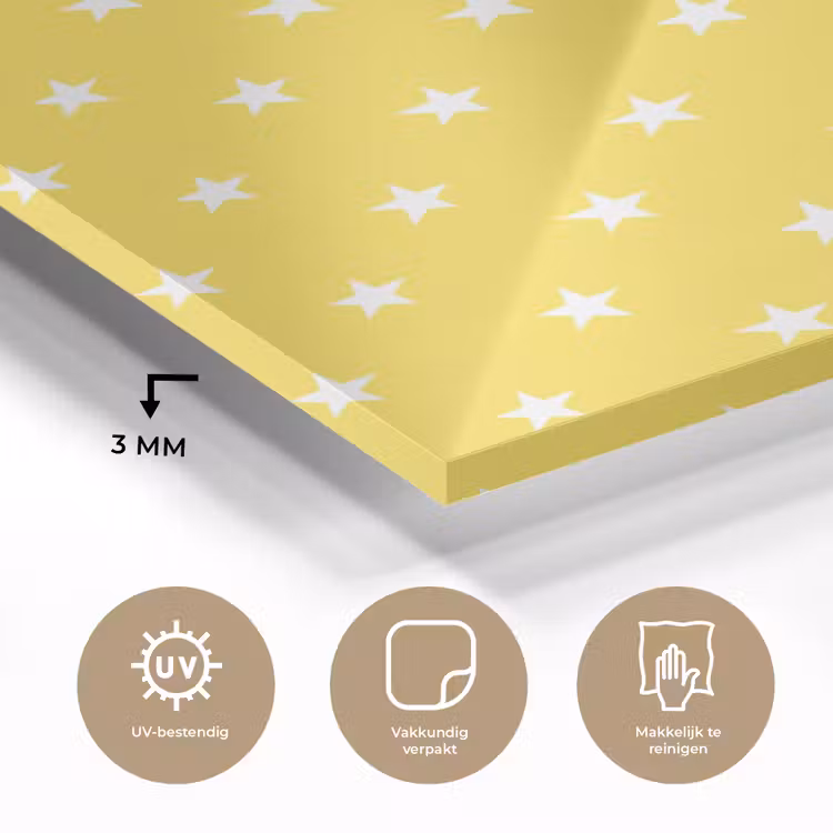 Sterren - Patroon - Minimalistisch - Geel plexiglas 5mm klein 11 -sfeer2