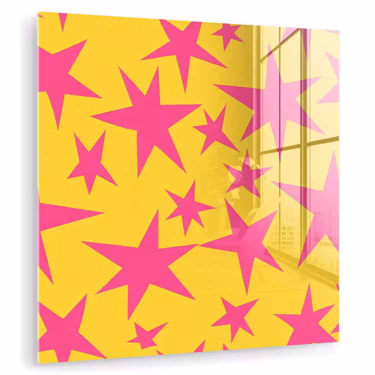 Sterren - Patroon - Roze - Geel plexiglas 5mm klein 11 -zzzproduct_nieuw