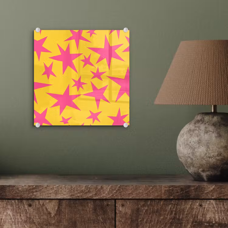 Sterren - Patroon - Roze - Geel plexiglas 5mm klein 11 -sfeer3