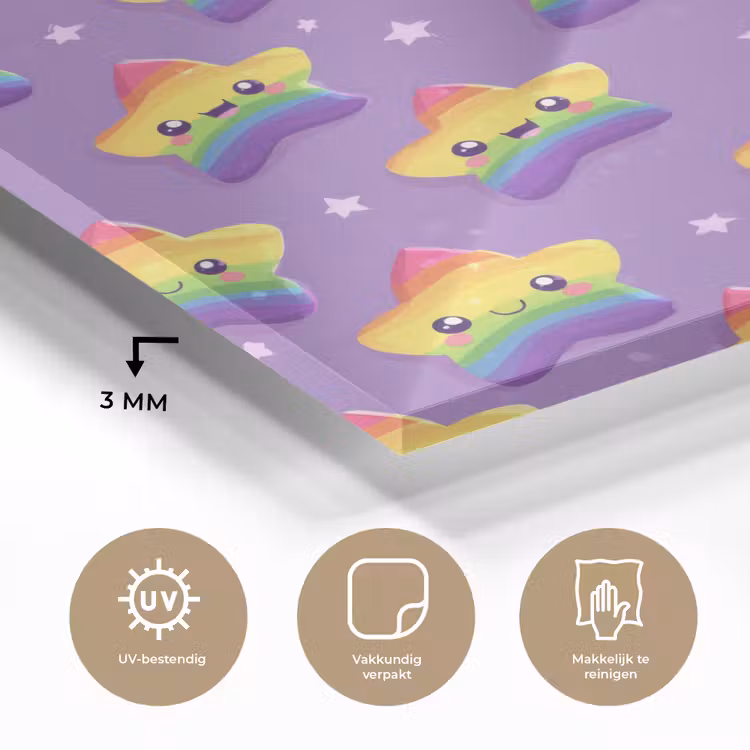 Sterren - Regenboog - Paars plexiglas 5mm klein 11 -sfeer2