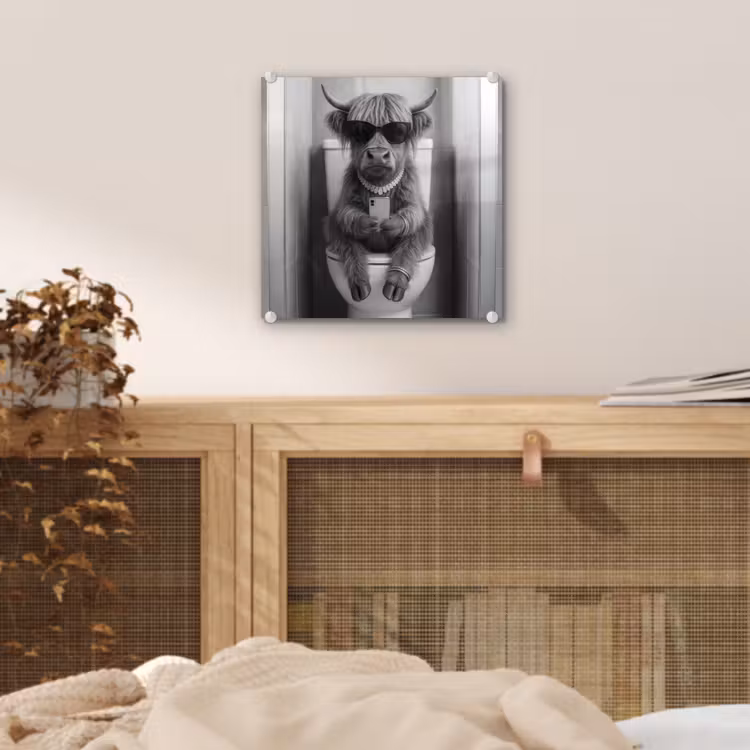 Stier - Telefoon - Toilet - Zwart - Wit plexiglas 5mm klein -sfeer4