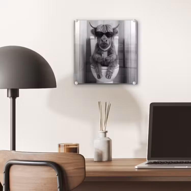 Stier - Telefoon - Toilet - Zwart - Wit plexiglas 5mm klein -sfeer6