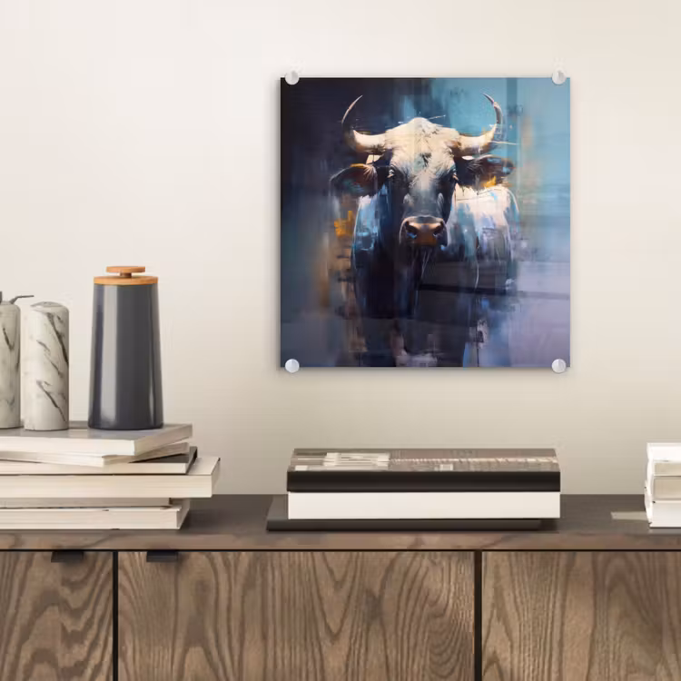 Stier - Zwart - Abstract - Horens plexiglas 5mm klein -sfeer1
