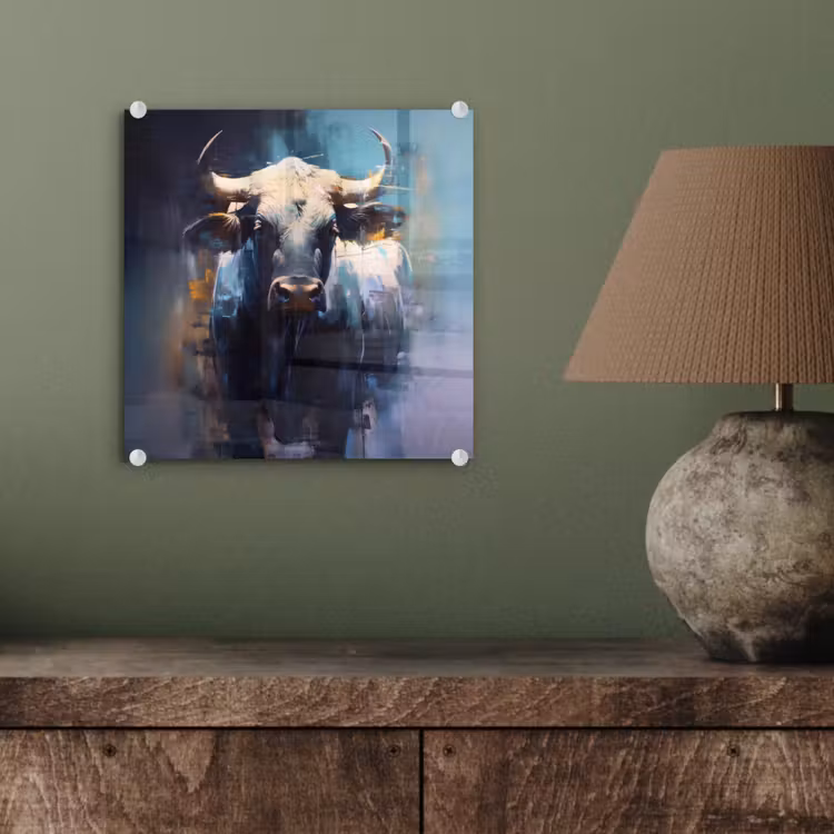 Stier - Zwart - Abstract - Horens plexiglas 5mm klein -sfeer3