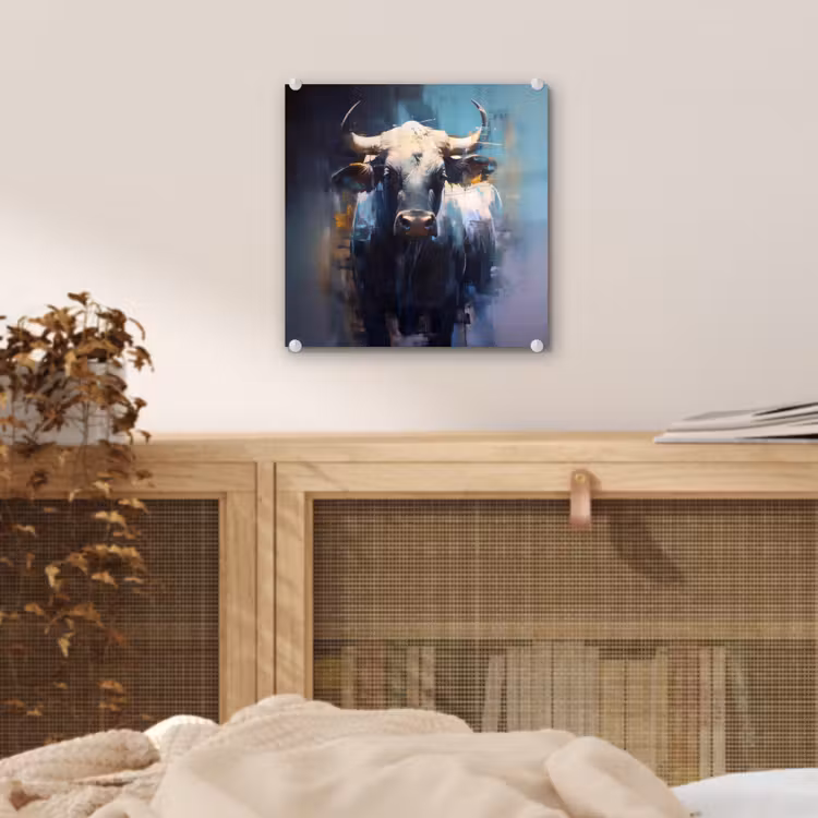 Stier - Zwart - Abstract - Horens plexiglas 5mm klein -sfeer4