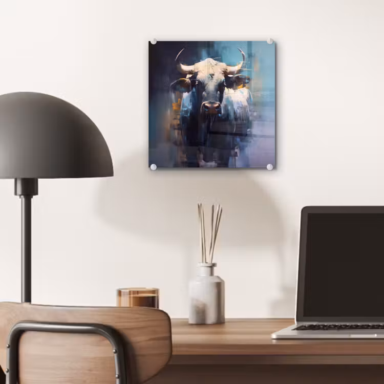 Stier - Zwart - Abstract - Horens plexiglas 5mm klein -sfeer6