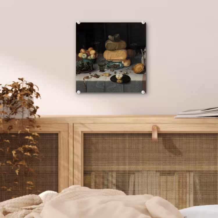 Stilleven met kazen - Schilderij van Floris Claesz. van Dijck plexiglas 5mm klein -sfeer4