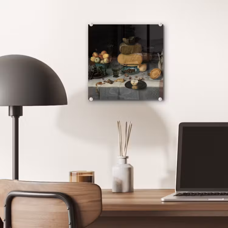 Stilleven met kazen - Schilderij van Floris Claesz. van Dijck plexiglas 5mm klein -sfeer6