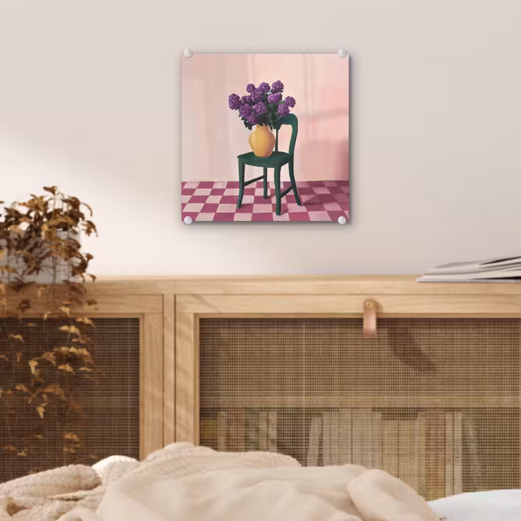 Stoel - Vaas - Bloemen - Geblokt plexiglas 5mm klein -sfeer4