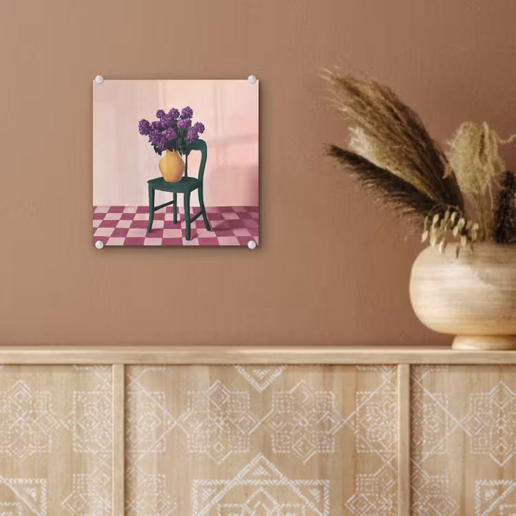 Stoel - Vaas - Bloemen - Geblokt plexiglas 5mm klein -sfeer5