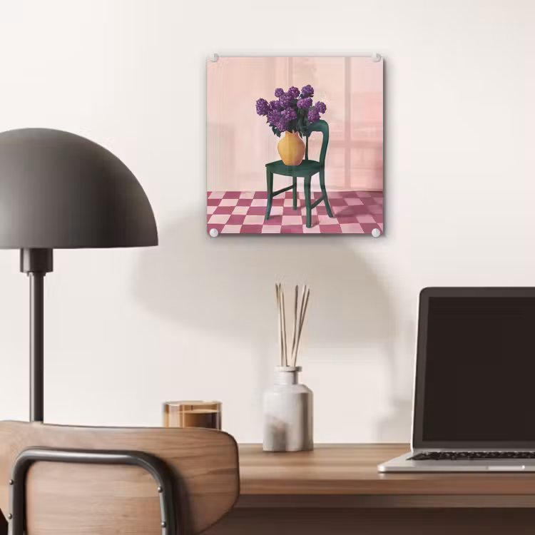 Stoel - Vaas - Bloemen - Geblokt plexiglas 5mm klein -sfeer6