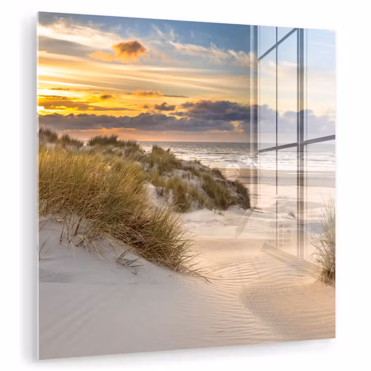 Strand - Duin - Gras - Zonsondergang - Zee plexiglas 5mm klein -zzzproduct_nieuw