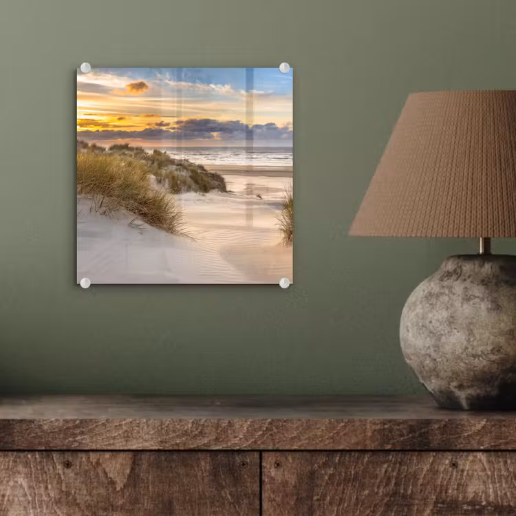 Strand - Duin - Gras - Zonsondergang - Zee plexiglas 5mm klein -sfeer3