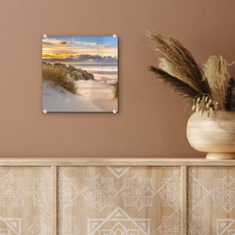 Strand - Duin - Gras - Zonsondergang - Zee plexiglas 5mm klein -sfeer5