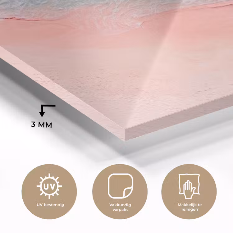 Strand - Oceaan - Golven - Roze Zand - Natuur plexiglas 5mm klein -sfeer2