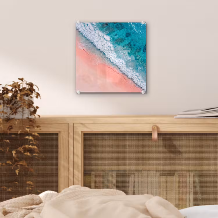 Strand - Oceaan - Golven - Roze Zand - Natuur plexiglas 5mm klein -sfeer4