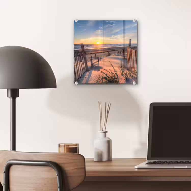 Strand - Zee - Duin - Zonsondergang - Landschap plexiglas 5mm klein -sfeer6