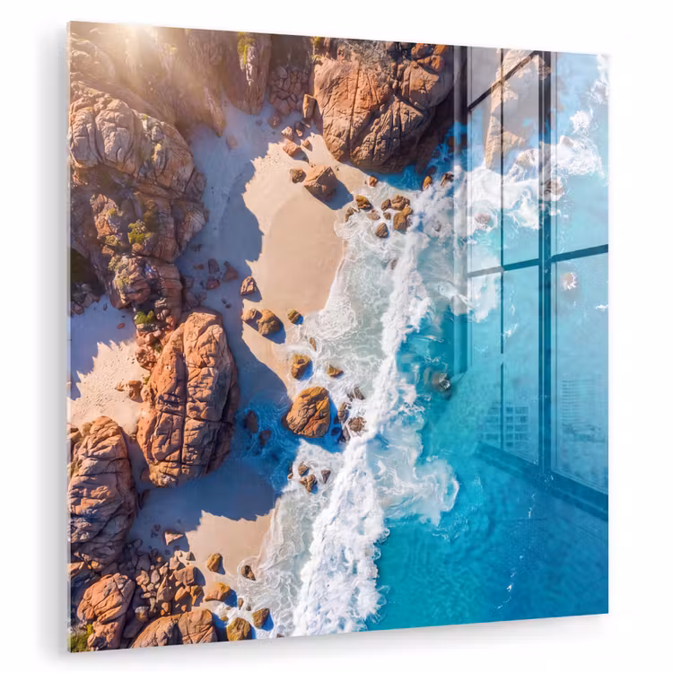Strand - Zee - Rotsen - Natuur - Blauw plexiglas 5mm klein -zzzproduct_nieuw