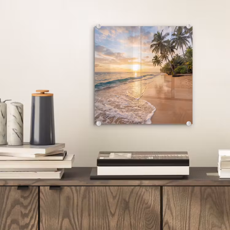 Strand - Zonsondergang - Tropisch - Natuur - Goud plexiglas 5mm klein -sfeer1