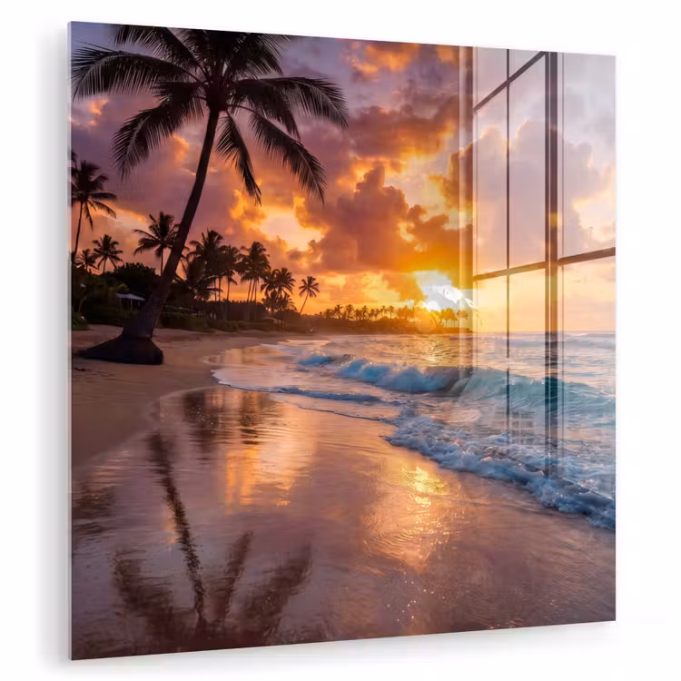 Strand - Zonsopgang - Tropisch - Natuur - Oranje plexiglas 5mm klein -zzzproduct_nieuw