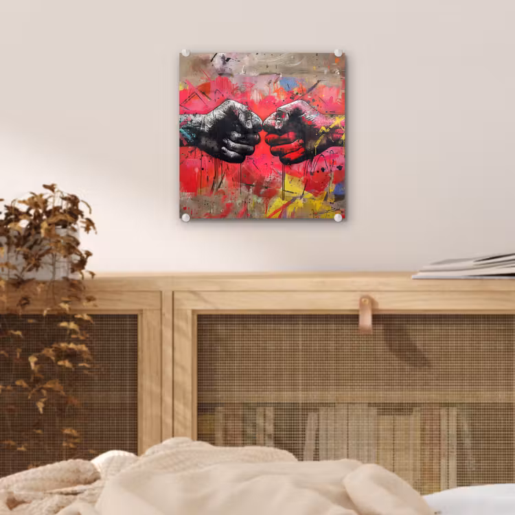 Street art - Handen - Graffiti - Kunst - Banksy plexiglas 5mm klein -sfeer4