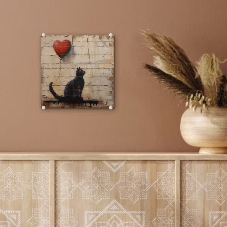 Street art - Kat - Ballon - Graffiti - Banksy plexiglas 5mm klein -sfeer5