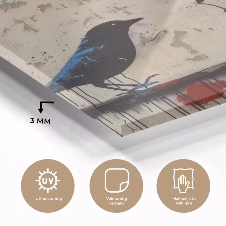 Street art - Meisje - Vogel - Graffiti - Banksy plexiglas 5mm klein -sfeer2