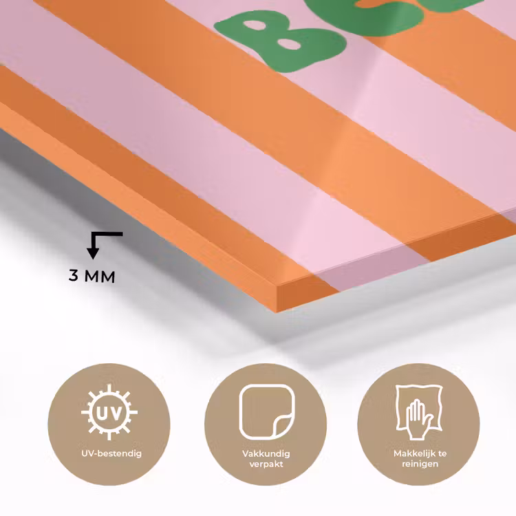 Strepen - Oranje - Verticaal - Ciao bella plexiglas 5mm klein -sfeer2
