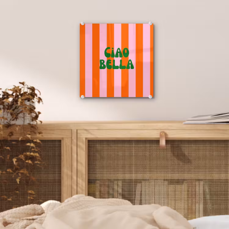Strepen - Oranje - Verticaal - Ciao bella plexiglas 5mm klein -sfeer4
