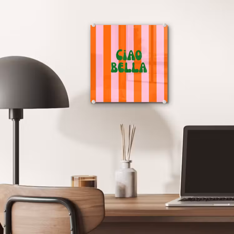 Strepen - Oranje - Verticaal - Ciao bella plexiglas 5mm klein -sfeer6