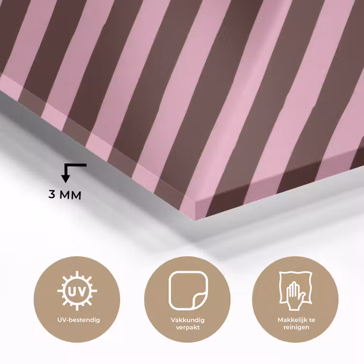 Strepen - Roze - Bruin plexiglas 5mm klein 11 -sfeer2
