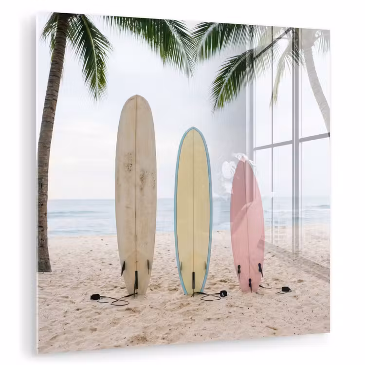 Surfboard - Palmbomen - Kleurrijk plexiglas 5mm klein -zzzproduct_nieuw