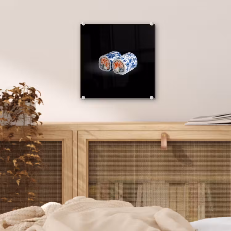 Sushi - Delfts blauw - Rijst - Vis - Elegant plexiglas 5mm klein -sfeer4