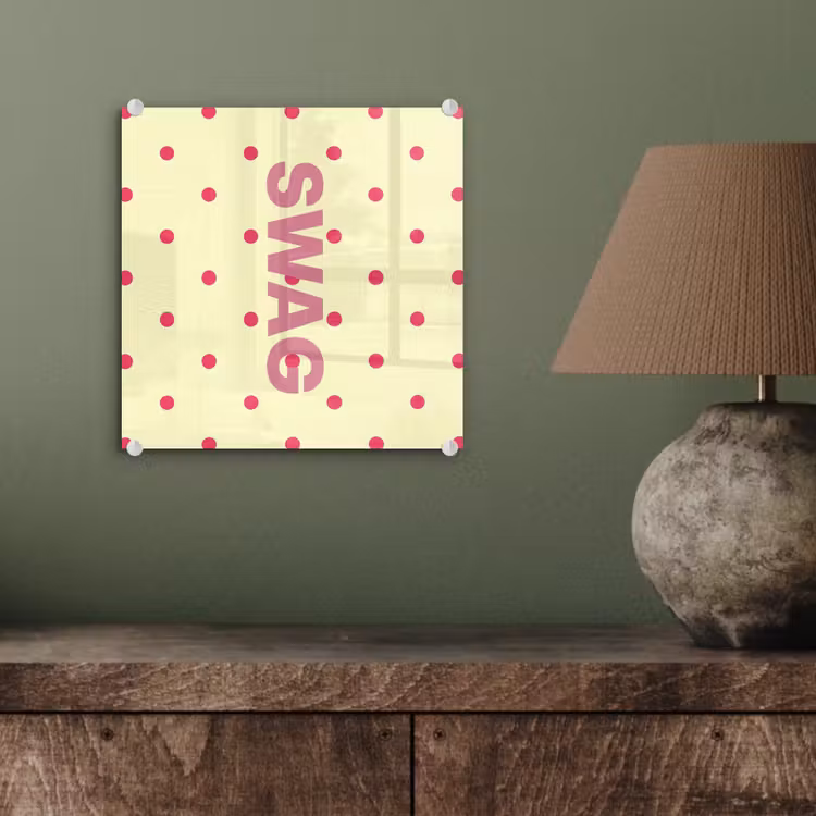 Swag - Roze - Stippen - Geel plexiglas 5mm klein -sfeer3
