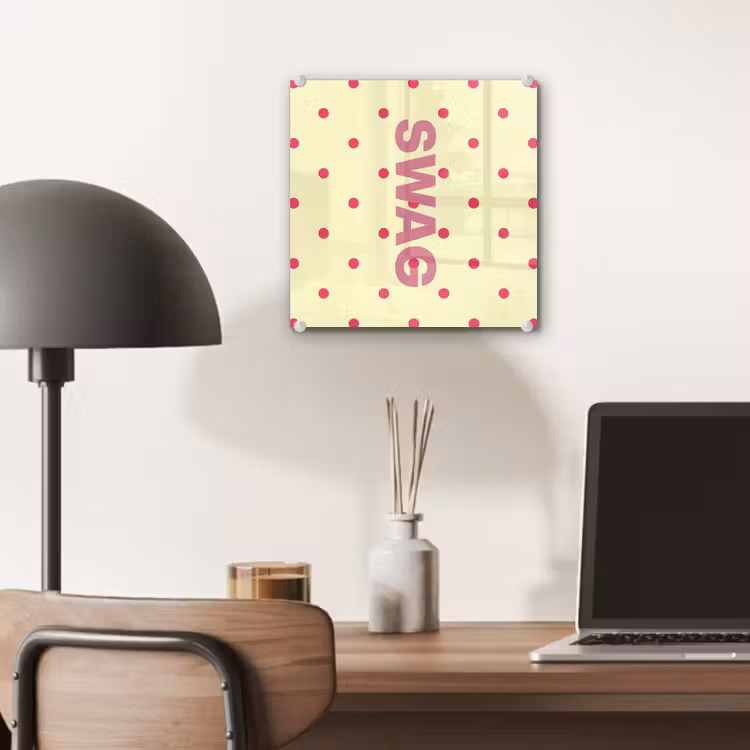 Swag - Roze - Stippen - Geel plexiglas 5mm klein -sfeer6