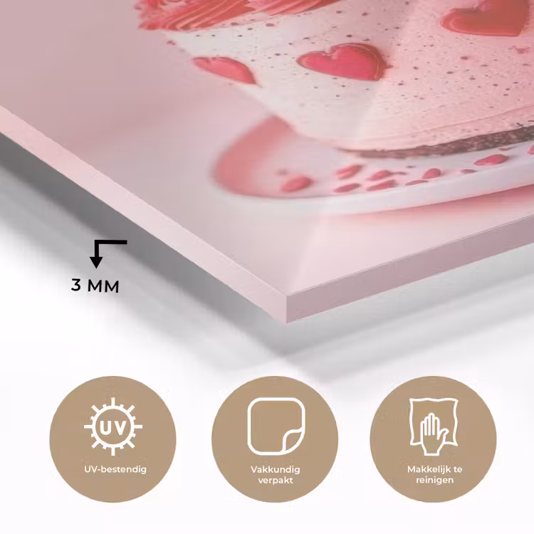 Taart - Hart - Roze plexiglas 5mm klein -sfeer2