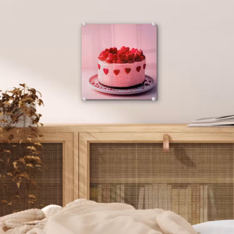Taart - Hart - Roze plexiglas 5mm klein -sfeer4