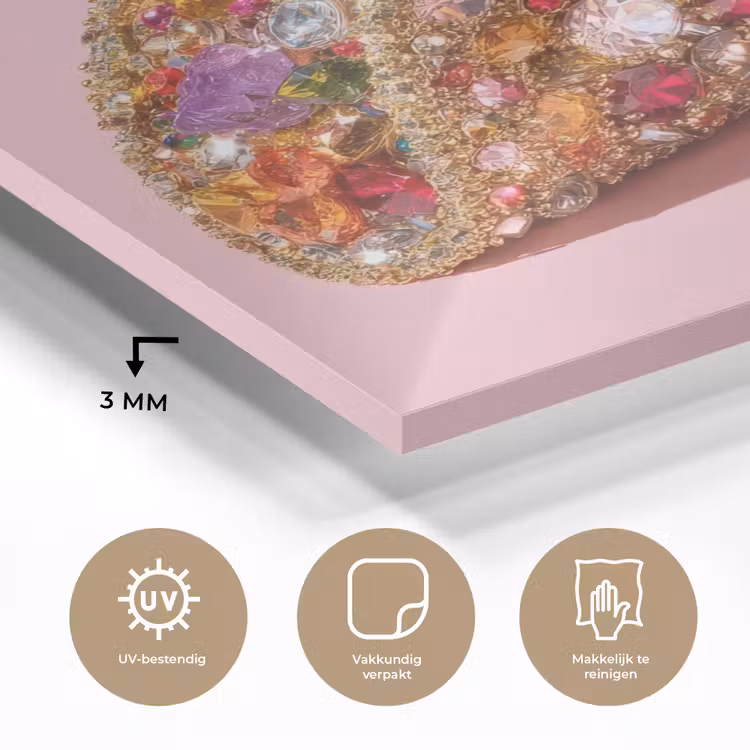 Taco - Kleurrijk - Edelstenen - Goud plexiglas 5mm klein -sfeer2