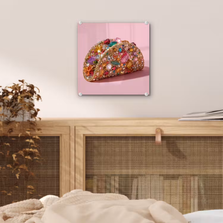 Taco - Kleurrijk - Edelstenen - Goud plexiglas 5mm klein -sfeer4
