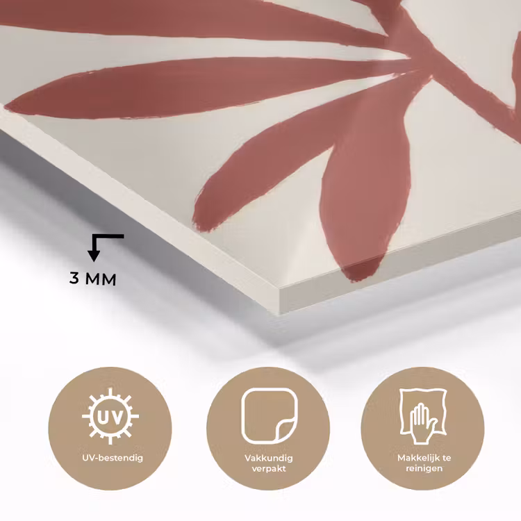 Tak - Bladeren - Rood plexiglas 5mm klein -sfeer2