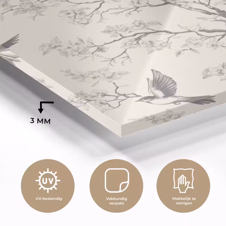 Takken - Vogels - Beige plexiglas 5mm klein 11 -sfeer2