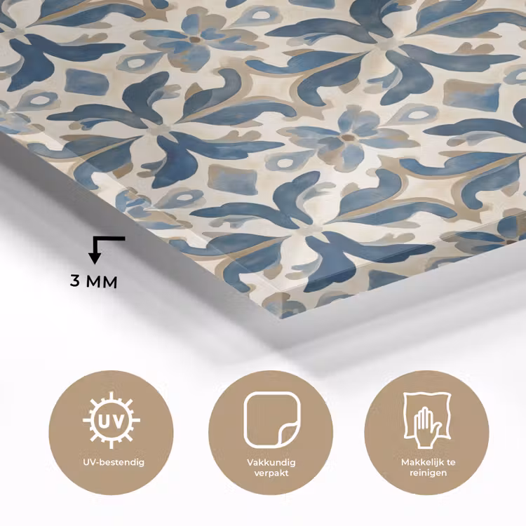 Tegel - Patroon - Blauw - Beige plexiglas 5mm klein 11 -sfeer2