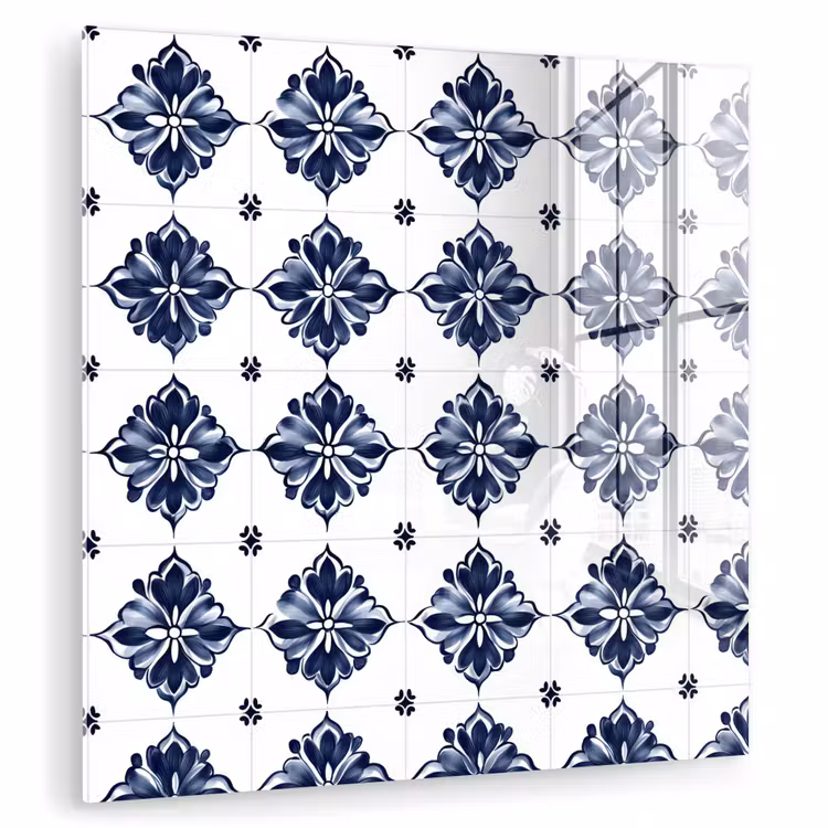 Tegelmotief - Blauw - Wit - Bloem plexiglas 5mm klein 11 -zzzproduct_nieuw