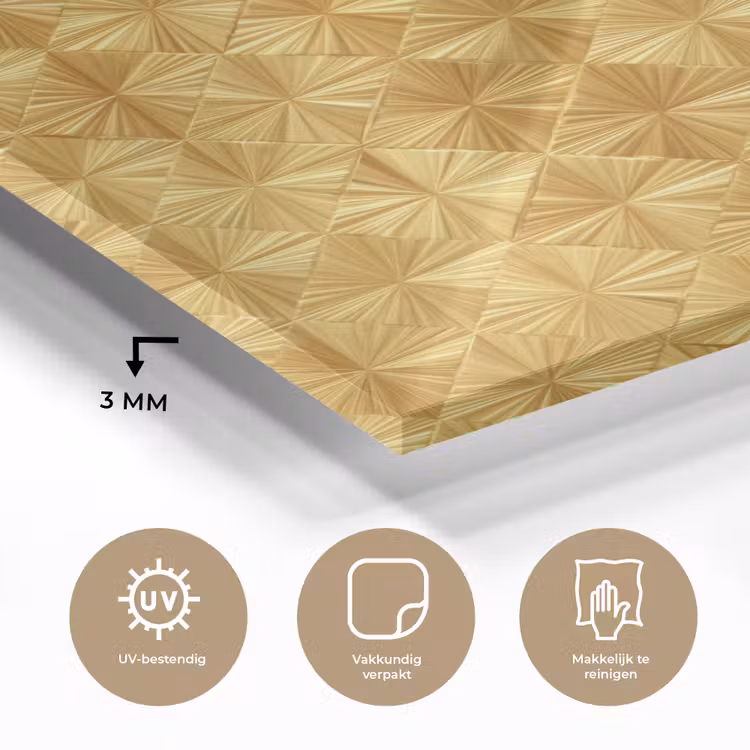 Tegels - Geometrisch - Reliëf - Goud plexiglas 5mm klein 11 -sfeer2