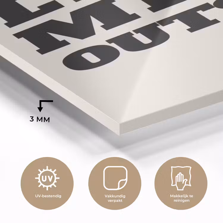 Tekst - Blokletters - Zwart - Vlees plexiglas 5mm klein -sfeer2